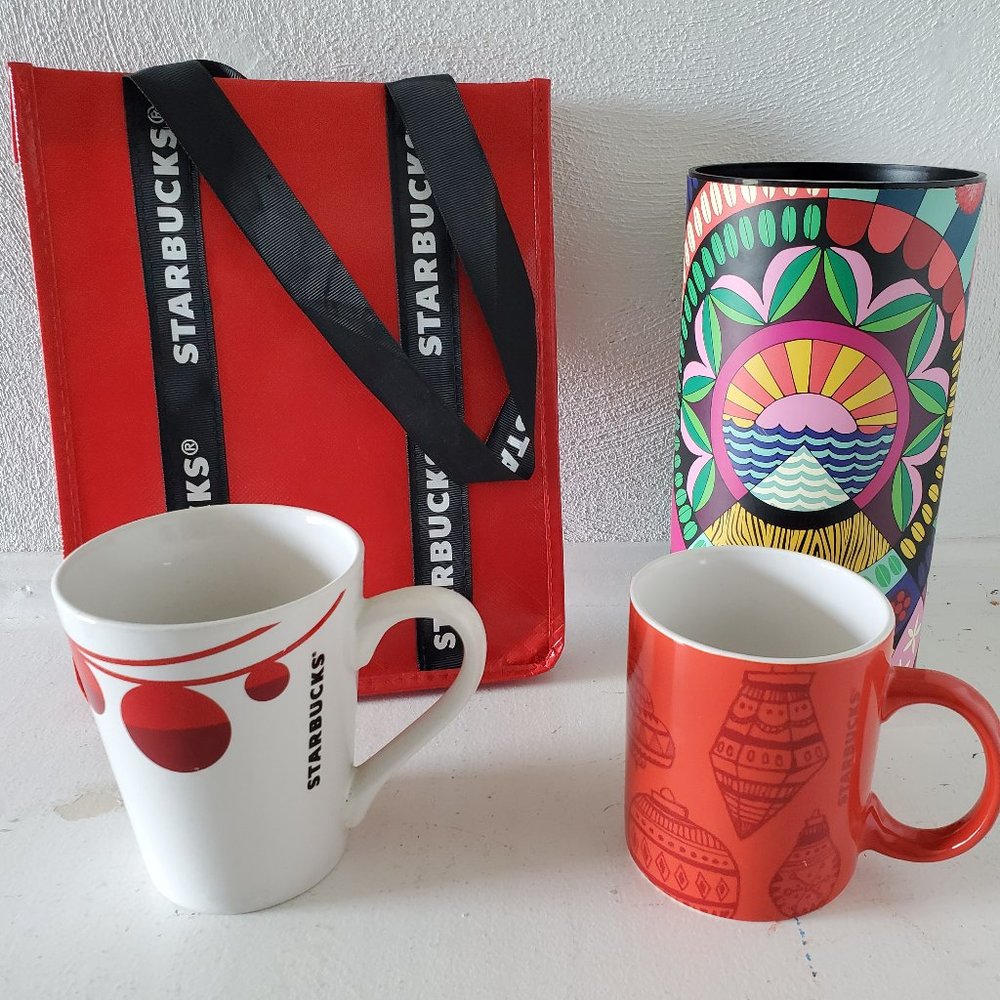 Starbucks 2 Mugs Container Bag Gift Pack